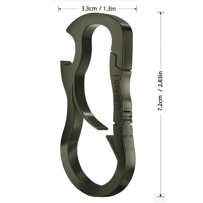 Idakekiy Dual Carabiner Keychain Mutil Tool with Key Chain Bottle Opener for Keys Black - Image 2