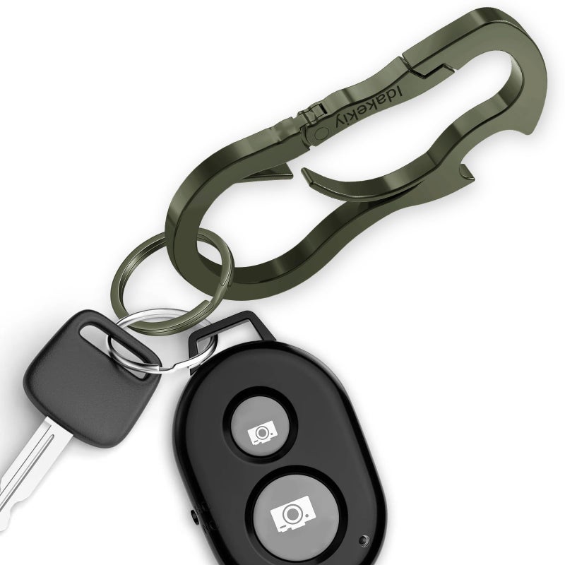 Idakekiy Dual Carabiner Keychain Mutil Tool with Key Chain Bottle Opener for Keys Black - Image 4