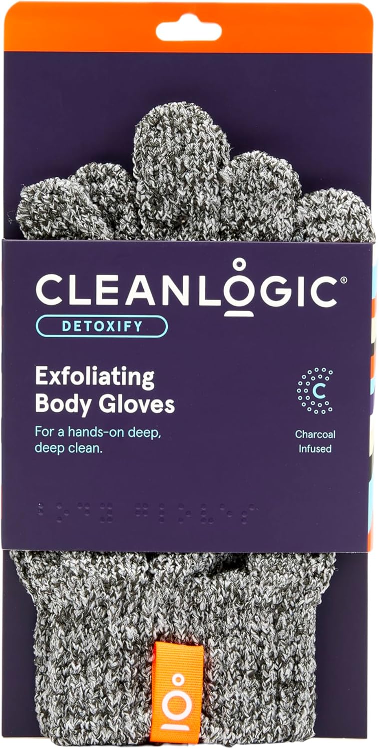 cleanlogic Clean Logic Detox Charcoal Exfoliating Bath Glove, 3 Count - Image 1