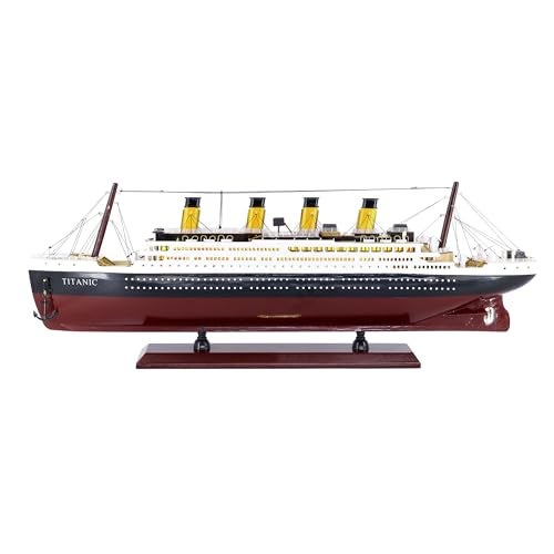 NAUTIMALL Titanic 24inch Wooden Ship Model Home Decor PreBuilt Cruise Ship Gift Nautical Sailboat Decor - Image 1