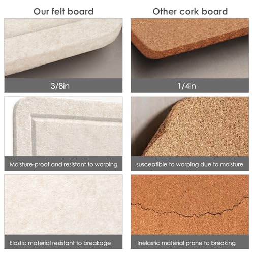 Lightomorrow Bulletin Board, 35 x 17 1/2 inches Felt Board - Decorative Pin Board, Cork Board Alternative for Wall, Foldable Self-Adhesive Vision Board Prayer Board with 20 Pushpins - Oatmeal - Image 5