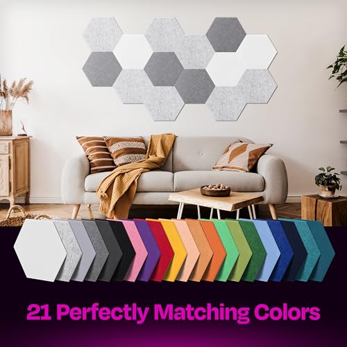 Ekkogo Acoustic Panels 12-Pack Soundproof Wall Panels 14"X12.1"X0.4" Sound Panels High Density Sound Dampening Panels - [Smoky White Hexagon] - Image 5