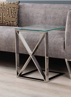 C Shaped Side Table for Living Room Furniture, 55cm End Table with Metal Frame & Tempered Glass Tabletop, X Shaped Design Sofa Table for Laptop - pzsku/Z7585ACDFBCE1F6746DE4Z/45/_/1731416255/21bacd4d-9987-42ce-b135-f3f6f80fd0bc