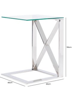 C Shaped Side Table for Living Room Furniture, 55cm End Table with Metal Frame & Tempered Glass Tabletop, X Shaped Design Sofa Table for Laptop - pzsku/Z7585ACDFBCE1F6746DE4Z/45/_/1731416266/359a0f10-d28d-4415-952f-dd7370039a33