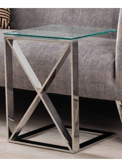 C Shaped Side Table for Living Room Furniture, 55cm End Table with Metal Frame & Tempered Glass Tabletop, X Shaped Design Sofa Table for Laptop - pzsku/Z7585ACDFBCE1F6746DE4Z/45/_/1731416276/c1bc453a-c271-48ad-87a2-12f2f31ce6d7