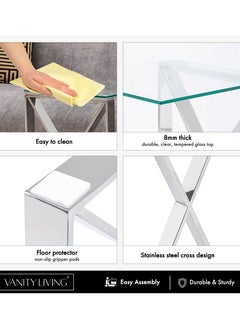 C Shaped Side Table for Living Room Furniture, 55cm End Table with Metal Frame & Tempered Glass Tabletop, X Shaped Design Sofa Table for Laptop - pzsku/Z7585ACDFBCE1F6746DE4Z/45/_/1731416306/f2b637a8-c221-4916-b5d8-7fcf4922879b