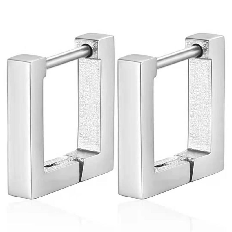 Black Punk Titanium Ear Cuffs Unisex Fashion Flat Square Ear Buckle Steel Color One