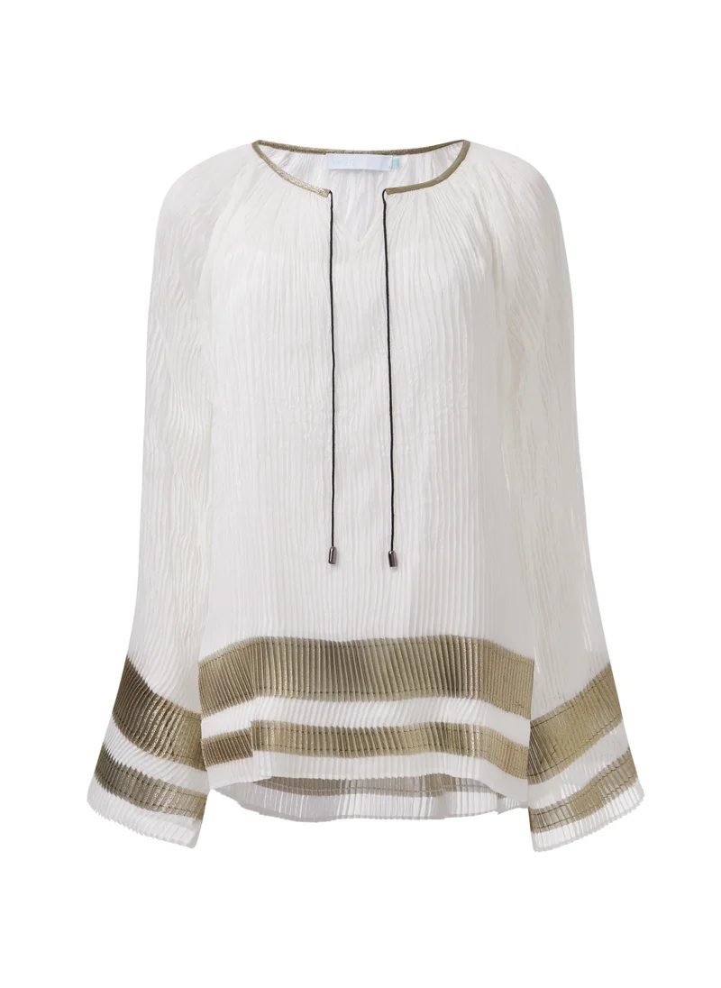 leem  Pleated Contrast Striped Top for Women | Best Price UAE