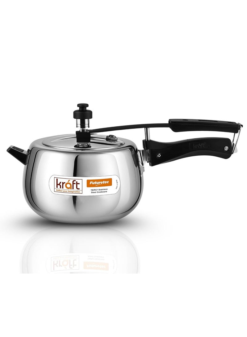 Kraft Futuretec Triply Stainless Steel Pressure Cooker Inner Lid - 5 Litres, Heavy Gauge, Induction & Gas Compatible, Durable & Fast Cooking, Easy Grip Handle, Stain-Resistant - 2 Year Warranty - Image 1