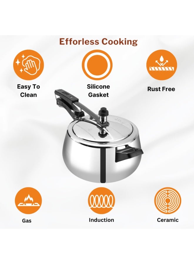 Kraft Futuretec Triply Stainless Steel Pressure Cooker Inner Lid - 5 Litres, Heavy Gauge, Induction & Gas Compatible, Durable & Fast Cooking, Easy Grip Handle, Stain-Resistant - 2 Year Warranty - Image 4