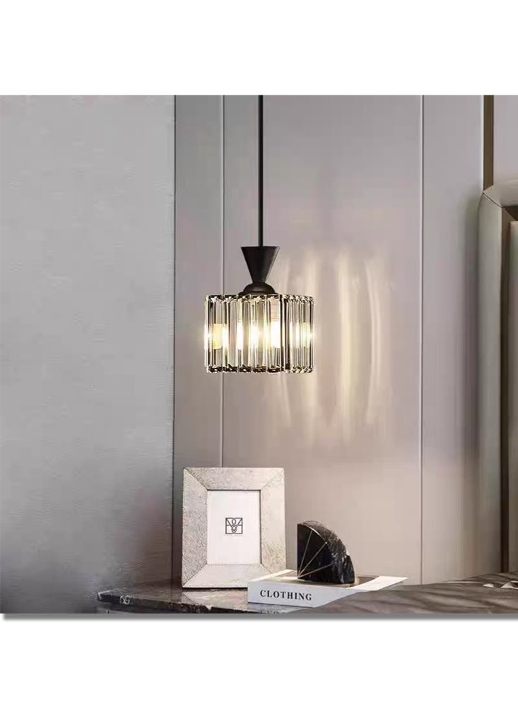 Monda Adjustable Length Crystal Pendant Light – Modern Black Finish Retractable Hanging Ceiling Lamp for Dining Room/Kitchen Island - Image 3