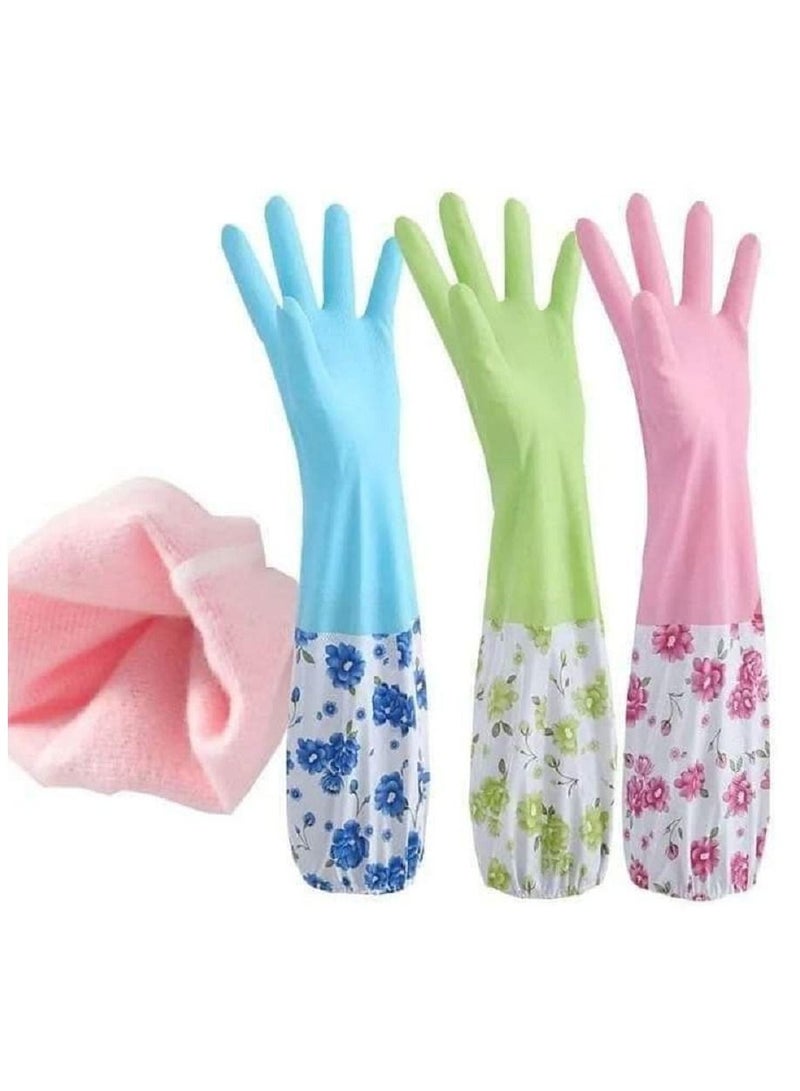 Long inner lined rubber gloves multi colours  - Image 1