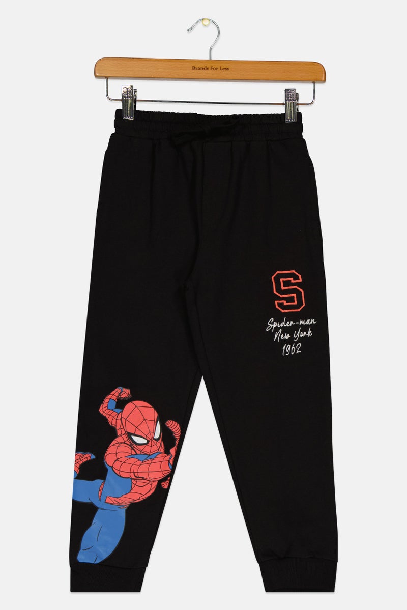 Marvel x Spiderman Kids Boy Graphic Print Jogger Pants, Black - Image 2