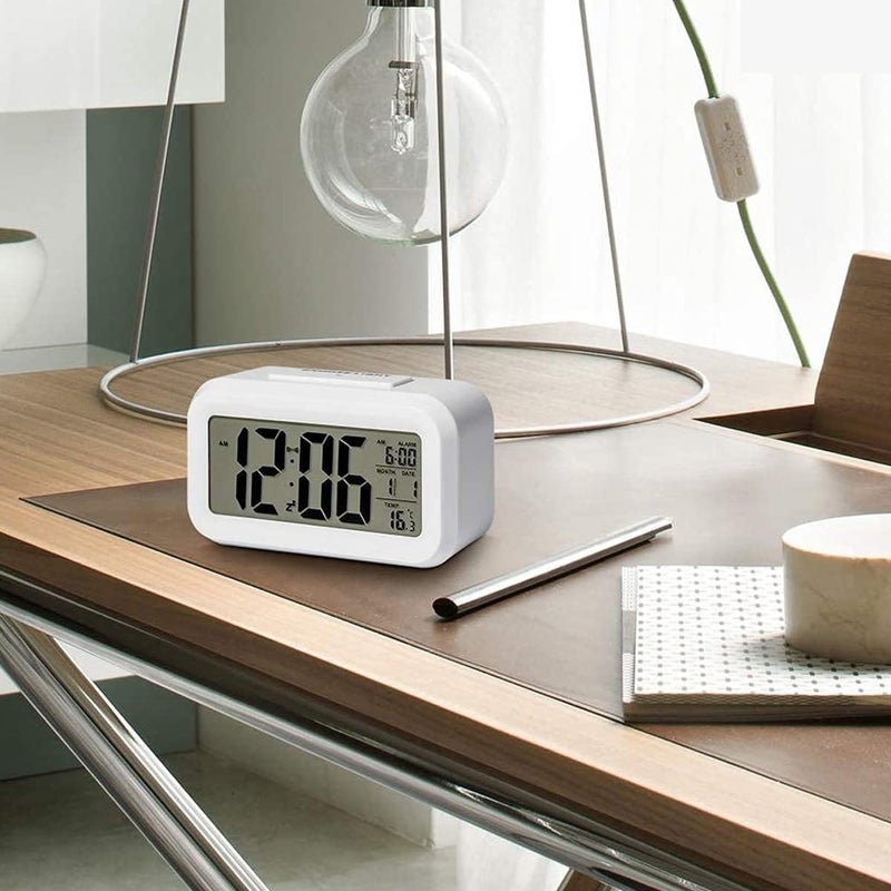 Astrometric White Digital Alarm Clock with Automatic Sensor, Date & Temperature Display – Modern Table Clock for Students, Home, Office, and Corporate Use (White Alarm Clock) - Image 5