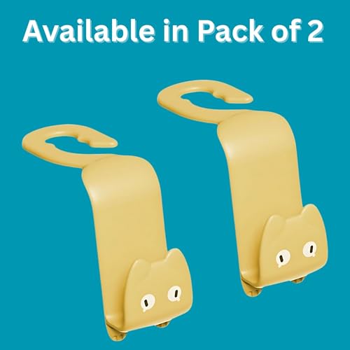 Hian Car Backseat Headrest Hook | Beige, Pack of 2 – 3.3X9X7.3 cm | Heavy-Duty Scratch-Resistant PP Plastic | Space-Saving & Clutter-Free | for Hanging Bags, Coats & Groceries - Image 2