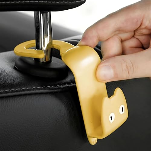 Hian Car Backseat Headrest Hook | Beige, Pack of 2 – 3.3X9X7.3 cm | Heavy-Duty Scratch-Resistant PP Plastic | Space-Saving & Clutter-Free | for Hanging Bags, Coats & Groceries - Image 1