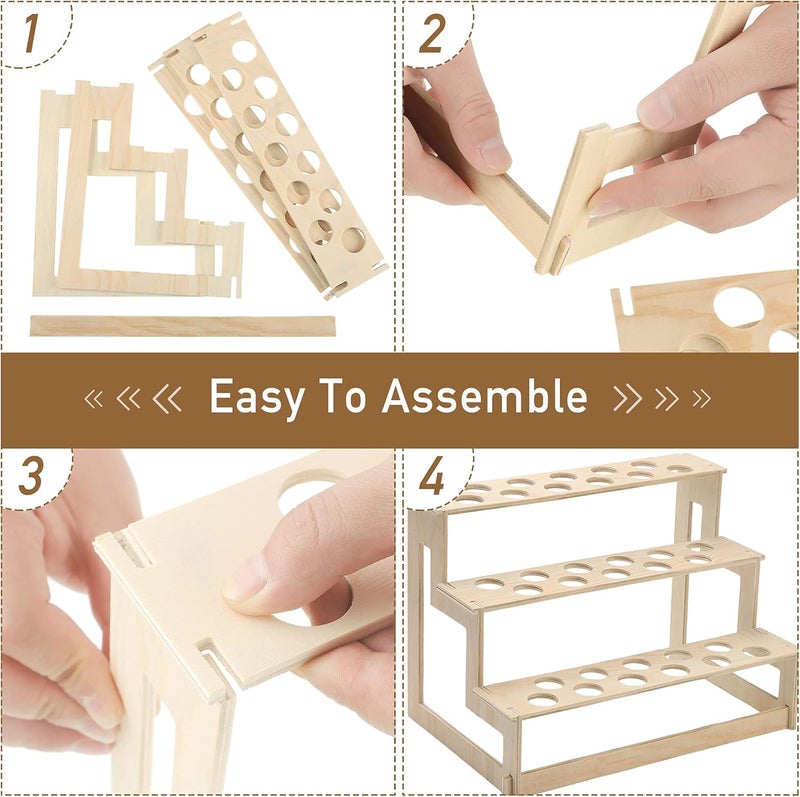 Queekay حامل مخروط الآيس كريم Queekay 1 قطعة مع 33 فتحة حامل مخروط خشبي لعرض الوافل في حفلات الطعام والمناسبات مثل أعياد الميلاد وحفلات الزفاف - Image 3
