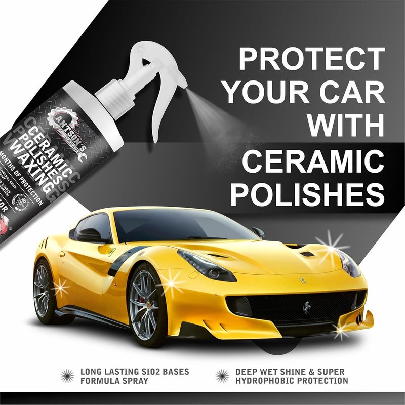 Antson Ceramic Polish Waxing for Car - Antson 250ML Easy To Apply Hydrophobic Spray With Extreme Gloss, Slickness & UV Protection, More Durable Than Other Car Polish & Wax - Image 2