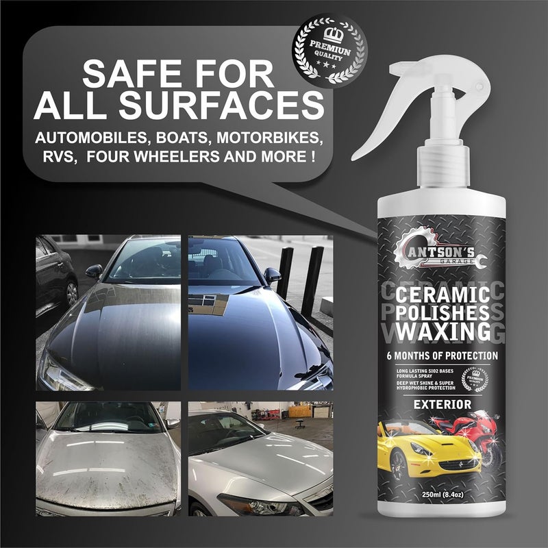 Antson Ceramic Polish Waxing for Car - Antson 250ML Easy To Apply Hydrophobic Spray With Extreme Gloss, Slickness & UV Protection, More Durable Than Other Car Polish & Wax - Image 5