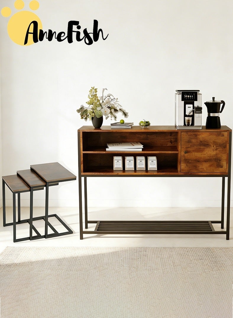 آن فش طقم أثاث مكون من خزانة زاوية قهوة (100 × 30 × 80 سم)، وطاولة جانبية، ورفوف للمطبخ، وخزانة عرض للقهوة، بالإضافة إلى 3 طاولات تقديم قهوة على شكل حرف C، وطاولة جانبية للأريكة، وطاولة جانبية للطاولة. - Image 1