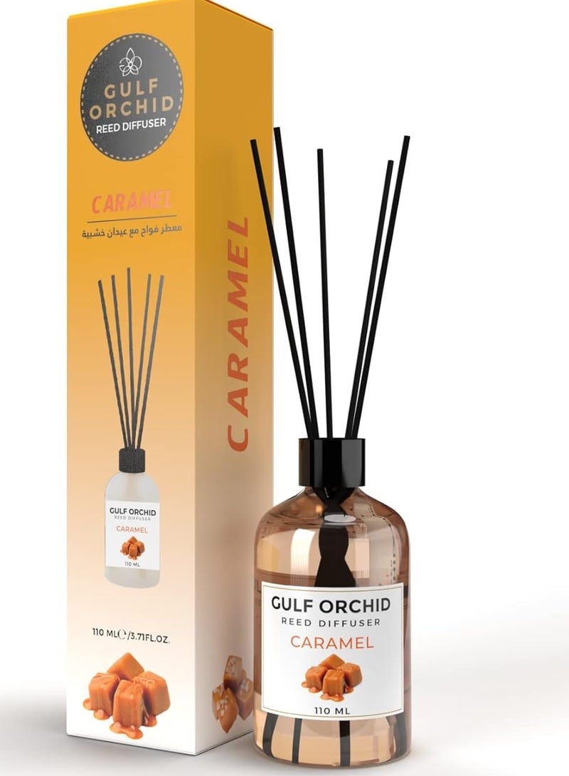 Gulf Orchid Caramel Reed Diffuser - Reed Diffuser Home Fragrance - Perfect for Home & Office - 110 ml - Image 1