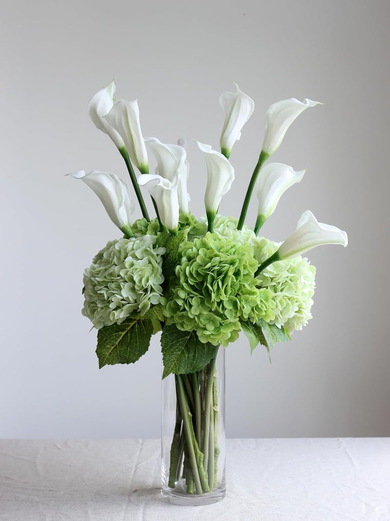 Buart 3PCS Long Stem Big Size Flowers Artificial Silk Hydrangea Lifelike Flowers Real Touch Green Artificial Flowers Wedding Shower Bride Bouquets Office Living Room Table Decorations (21 Inch) - Image 5