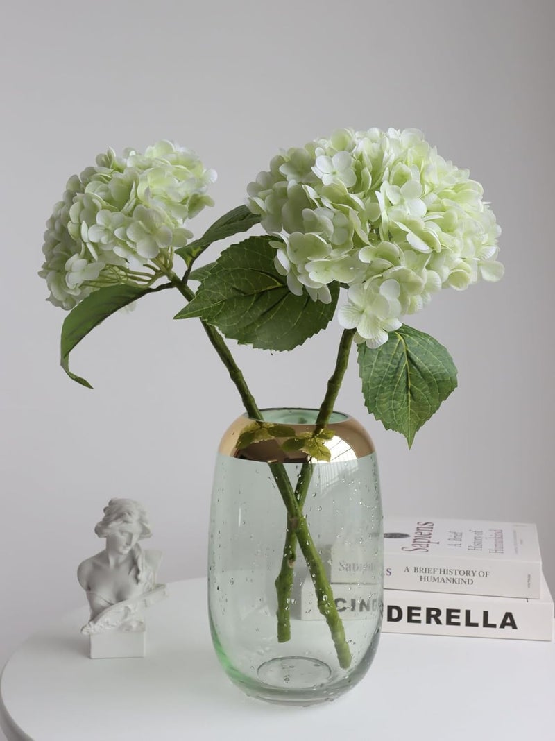 Buart 3PCS Long Stem Big Size Flowers Artificial Silk Hydrangea Lifelike Flowers Real Touch Green Artificial Flowers Wedding Shower Bride Bouquets Office Living Room Table Decorations (21 Inch) - Image 4