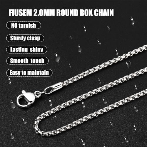 Fiusem Silver Tone Chain for Men, 2mm Stainless Steel Necklace for Men and Women, Box Chain 20 Inches - Image 4