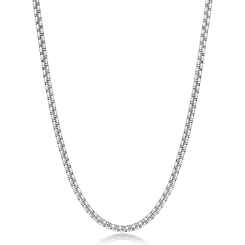 Fiusem Silver Tone Chain for Men, 2mm Stainless Steel Necklace for Men and Women, Box Chain 20 Inches - Image 1