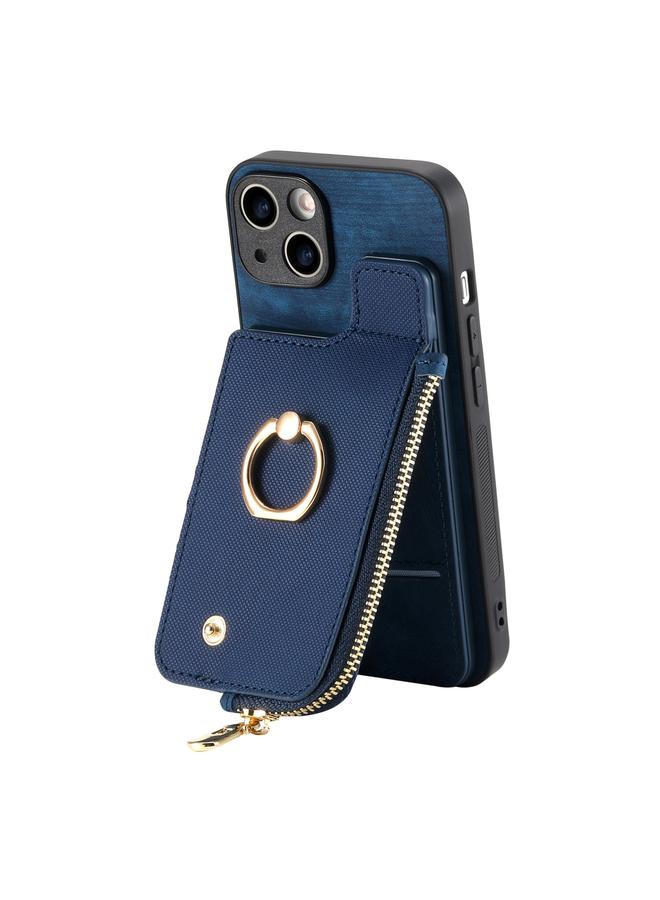 S-TOP Case For iPhone 13 Pro Cross Leather Ring Vertical Zipper Wallet Back Phone Case - Image 3
