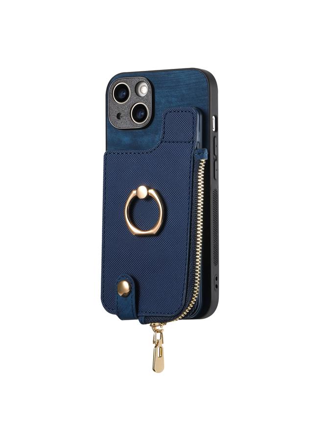 S-TOP Case For iPhone 13 Pro Cross Leather Ring Vertical Zipper Wallet Back Phone Case - Image 2