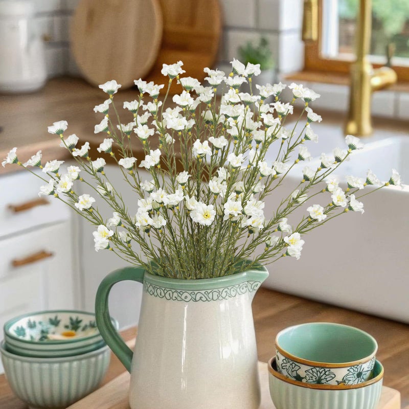 Cityes 10 Pcs Artificial Wildflowers With Stems Bulk Silk Spring Flowers 21 Inch Fake Forsythia Branches White Faux Wildflowers Floral Arrangements For Home Decor Indoor Outdoor Wedding Centerpieces - Image 3
