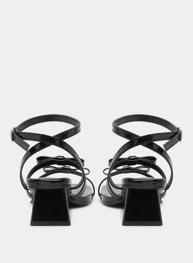Styli Styli Bow Trim Accent Block Heel Sandals