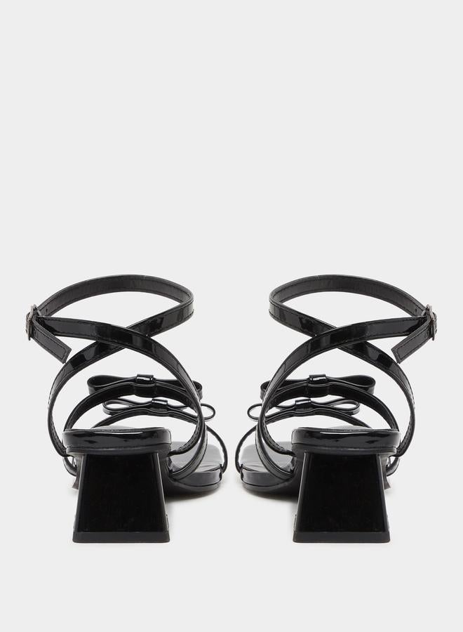 Styli Bow Trim Accent Block Heel Sandals - Image 4