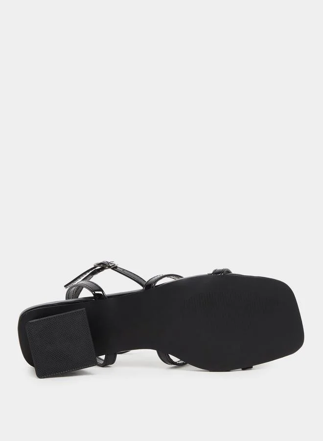 Styli Styli Bow Trim Accent Block Heel Sandals