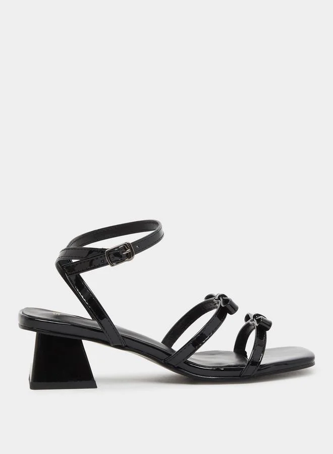 ستايلي Styli Bow Trim Accent Block Heel Sandals
