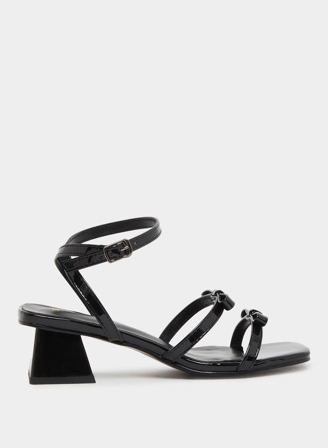 Styli Bow Trim Accent Block Heel Sandals - Image 1