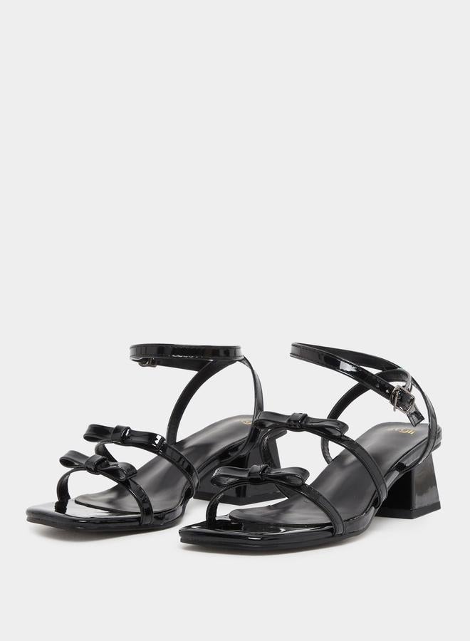 Styli Bow Trim Accent Block Heel Sandals - Image 2