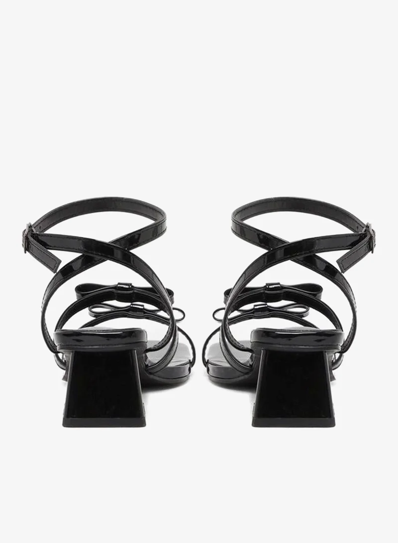 Styli Bow Trim Accent Block Heel Sandals