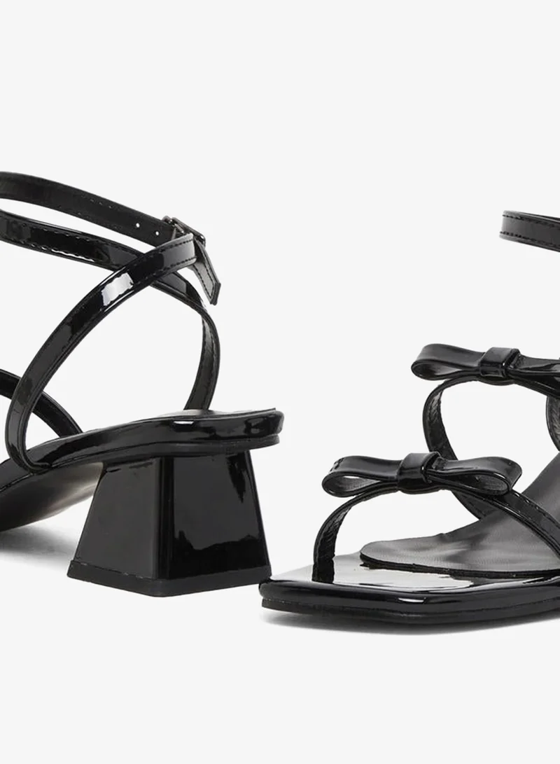Styli Bow Trim Accent Block Heel Sandals