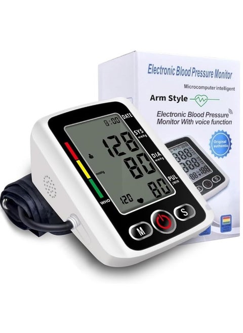 Pressure Monitor with BP Cuff, Digital Upper Arm Pressure Monitor, Upper Arm Pressure Machine with Voice Broadcasting, IHB Detection and Memory for 2 Users 99 Sets, Pressure Monitor for Home
