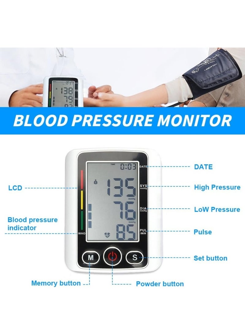 Pressure Monitor with BP Cuff, Digital Upper Arm Pressure Monitor, Upper Arm Pressure Machine with Voice Broadcasting, IHB Detection and Memory for 2 Users 99 Sets, Pressure Monitor for Home