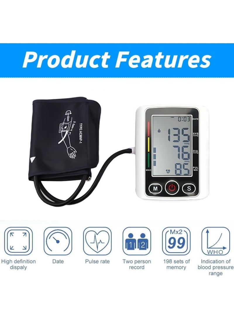 Pressure Monitor with BP Cuff, Digital Upper Arm Pressure Monitor, Upper Arm Pressure Machine with Voice Broadcasting, IHB Detection and Memory for 2 Users 99 Sets, Pressure Monitor for Home
