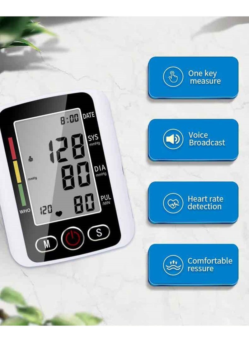 Pressure Monitor with BP Cuff, Digital Upper Arm Pressure Monitor, Upper Arm Pressure Machine with Voice Broadcasting, IHB Detection and Memory for 2 Users 99 Sets, Pressure Monitor for Home