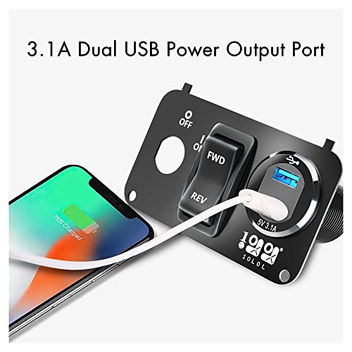 10L0L Golf Cart EZGO Key Switch Console Panel,Include DC 9V-48V Input 3.1A Fast Charge Dual USB Charger Sockets & Digital Voltmeter & Forward Reverse Switch for EZGO TXT & Medalist PDS - Image 4