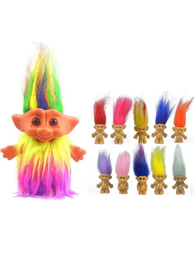 Yintlilocn 11Pack Pvc Vintage Troll Dolls Set Good Lucky Dolls Chromatic Adorable For Collections School Project Arts And Crafts Party Favors (Style1 11Pack) - Image 2