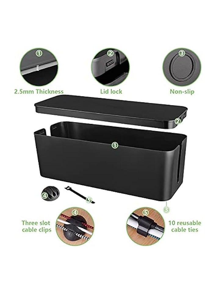 erorex Cable Management Box,Large Cord Organizer BoxCord Hider Box to Hide Surge Protector Cover on Desk or Floor for Home & Office(Black) - Image 4