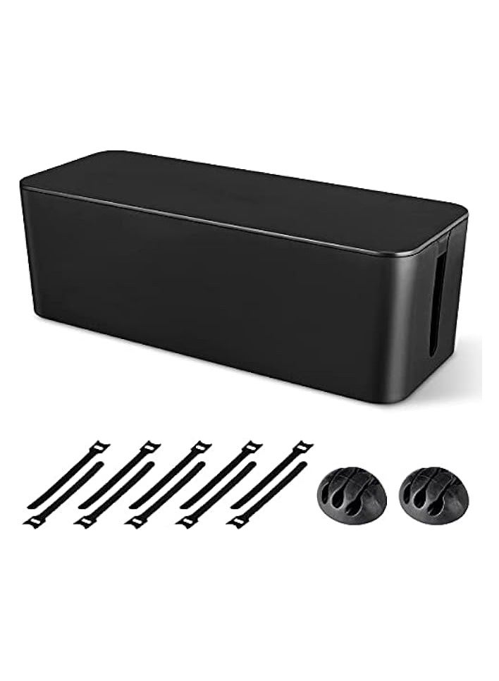 erorex Cable Management Box,Large Cord Organizer BoxCord Hider Box to Hide Surge Protector Cover on Desk or Floor for Home & Office(Black) - Image 1
