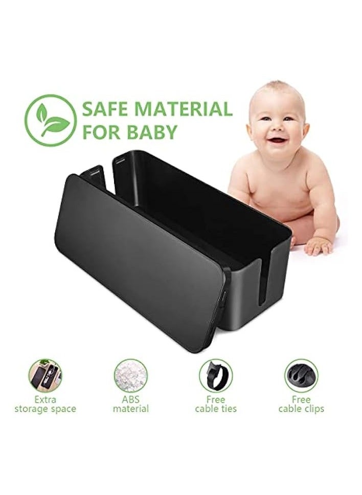 erorex Cable Management Box,Large Cord Organizer BoxCord Hider Box to Hide Surge Protector Cover on Desk or Floor for Home & Office(Black) - Image 3