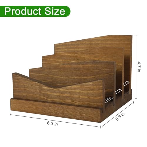 Picowe Desk Mail Organizer Wooden Mail Holder, 3 Slots Letter Holder Organizer Envelope Organizer for Home Office - Image 2